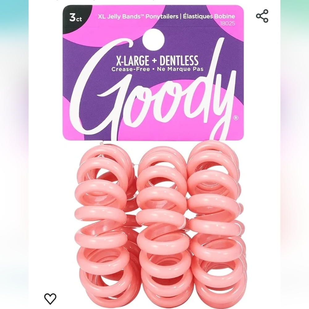 Goody XL Dentless Jelly Hair Bands Pink‎  No Crease Ponytail Holders Thick Hair